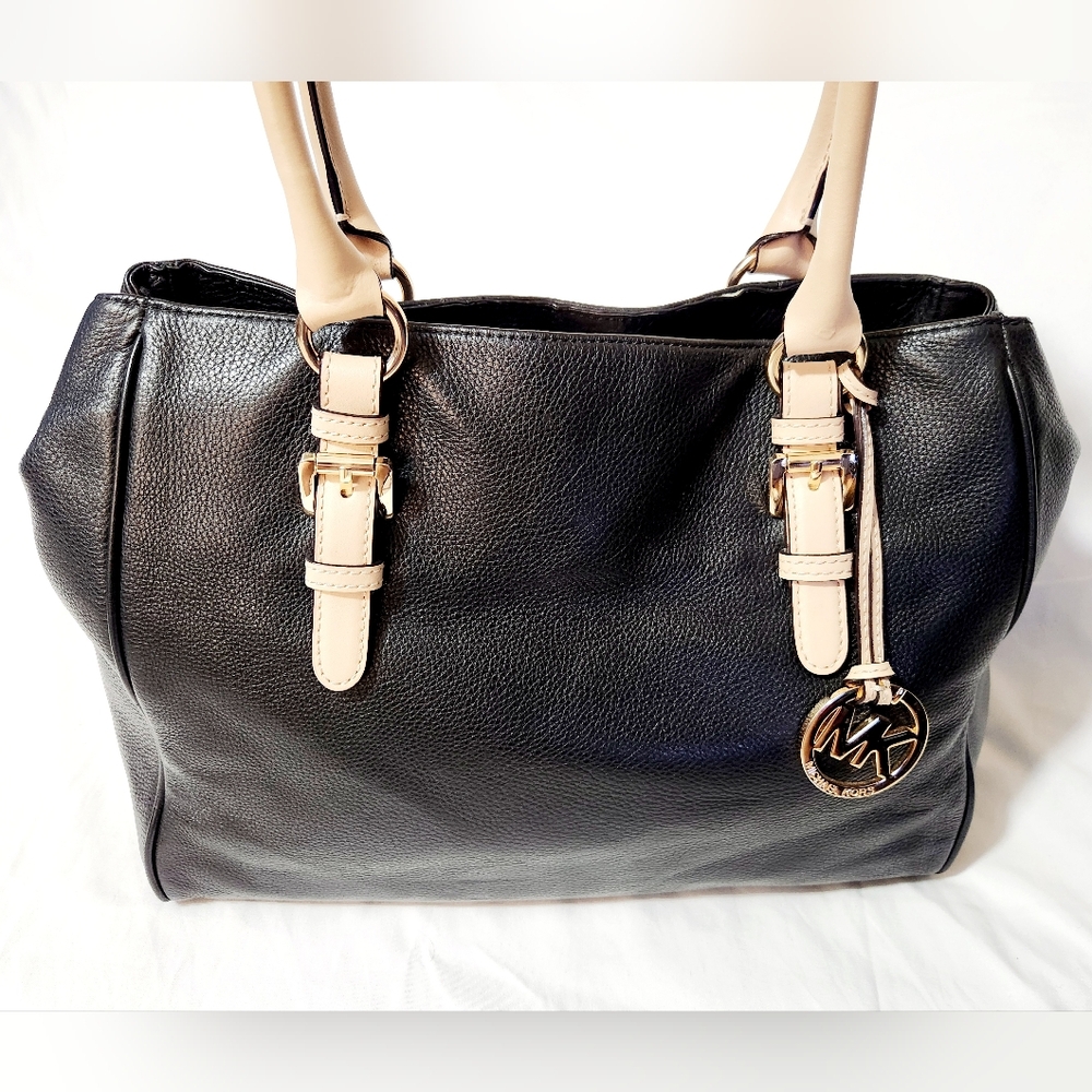 Michael Kors Jet Set Saffiano Shoulder Tote Bag Black - Picture 1 of 14